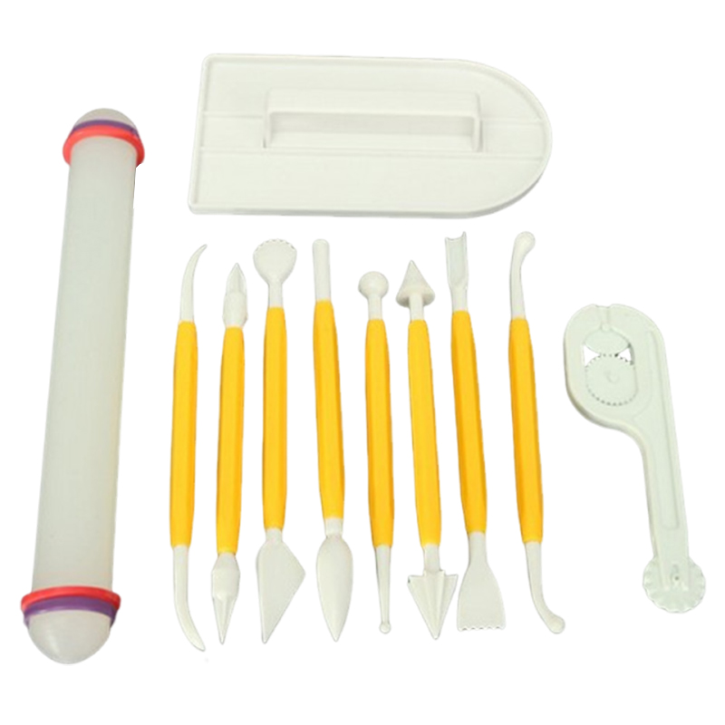 Fondant Smoother Set - 11 ピース/セットベーキングツールケーキ家庭用 DIY キッチンツールペーストスクレーパースムーザー調節可能なフォンダンスパチュラローリングピン TMZ