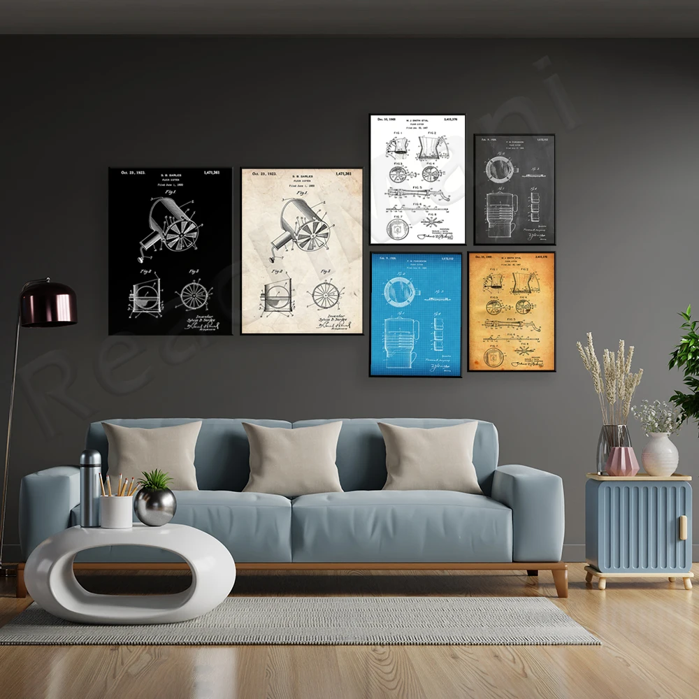 Kitchen Baking Wall Art - 小麦粉ふるい 1926 特許プリント、ベーキングキッチンウォールアートポスター、ブループリントギフト。
