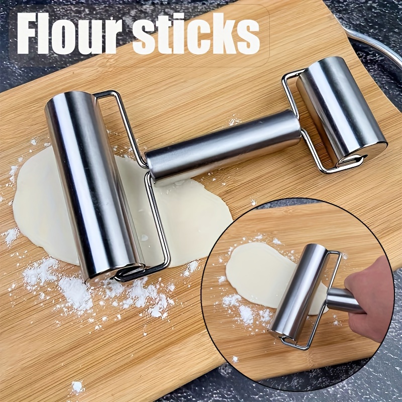 Kitchen Baking Machine - ステンレス鋼ダブルヘッドローリングピンノンスティック生地ペストリーローラーキッチン餃子マシンヌードルピザパイベーキングツール