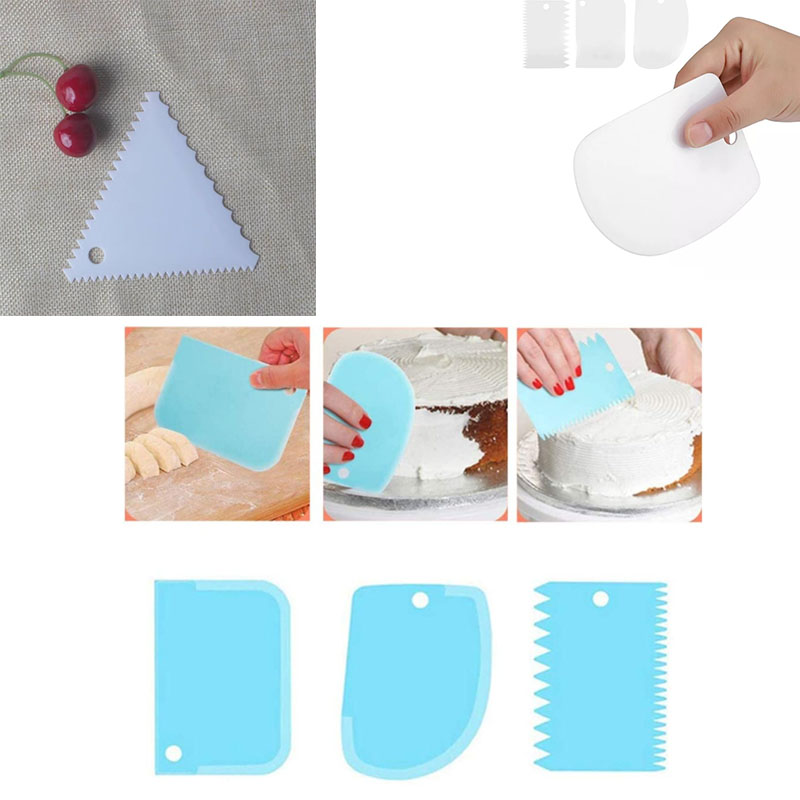 Fondant Smoother Set - プラスチックケーキスクレーパーセット,クリームデコレーション用の滑らかなベーキングツール,生地カッター,ペストリーフォンダンのエッジパターンデザイン