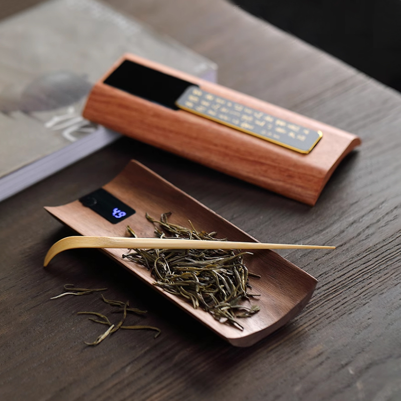 Kitchen Scale Precise - ウーリャン無垢材電子茶秤 - ブラックウォルナット茶盆 茶葉計量キッチンスケール LEDディスプレイ付き