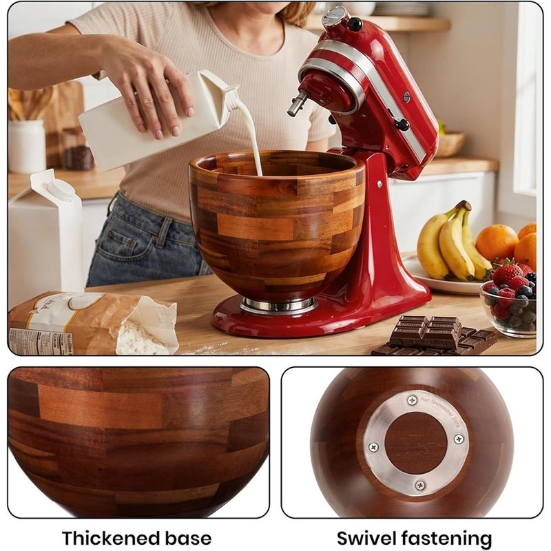 Kitchenaid Baking Bowl - ABGH-キッチンエイド用ウッドミキシングボウル 5QT キッチンエイドミキサーボウル用 ベーキング＆ミキシング用