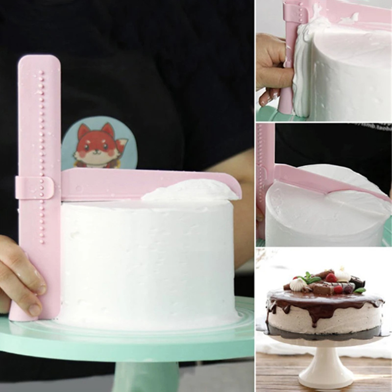 Fondant Smoother Set - DIY調整可能なスクリードケーキスクレーパー、フォンダンスパチュラ、クリームエッジスムーザー、ケーキデコレーションツール、製菓用品、キッチンベーキングアクセサリー