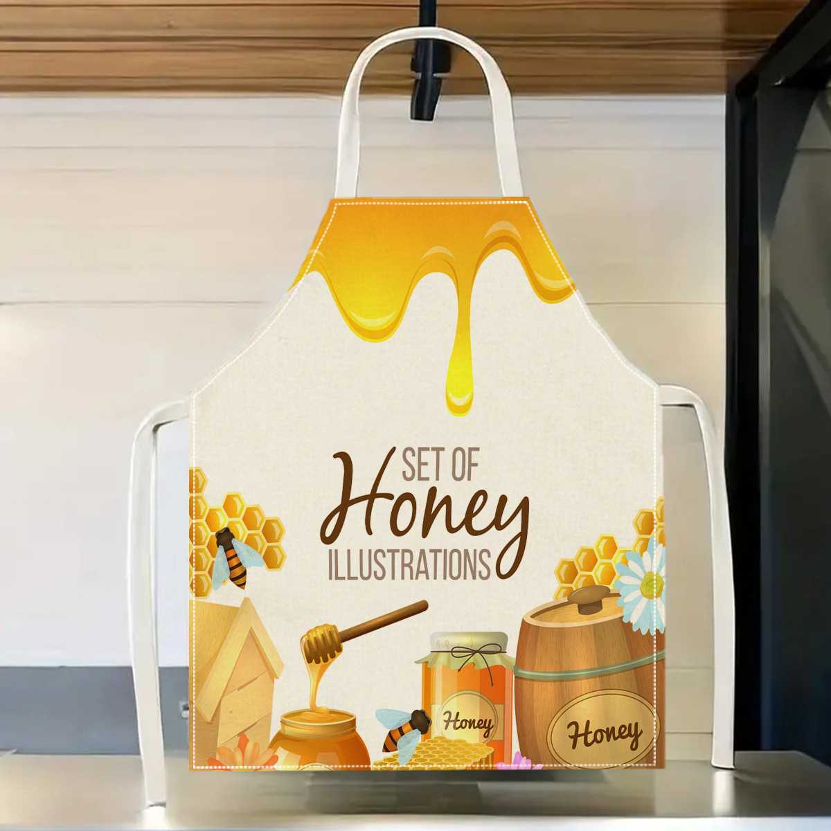 Kitchen Baking Gift Ideas - 1pc ハニービーエプロン スイートキッチンギフト クッキングベーキング かわいいデザインアイデア 家庭料理やベーキングに最適