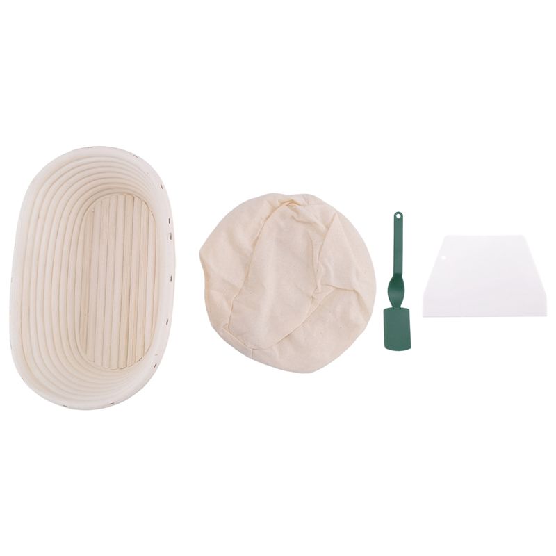 Proofing Basket Banneton - 新入荷-楕円形パン発酵かご、手作りバヌトンパン発酵かご、ブロットフォーム（パン切り包丁、生地スクレーパー付き）