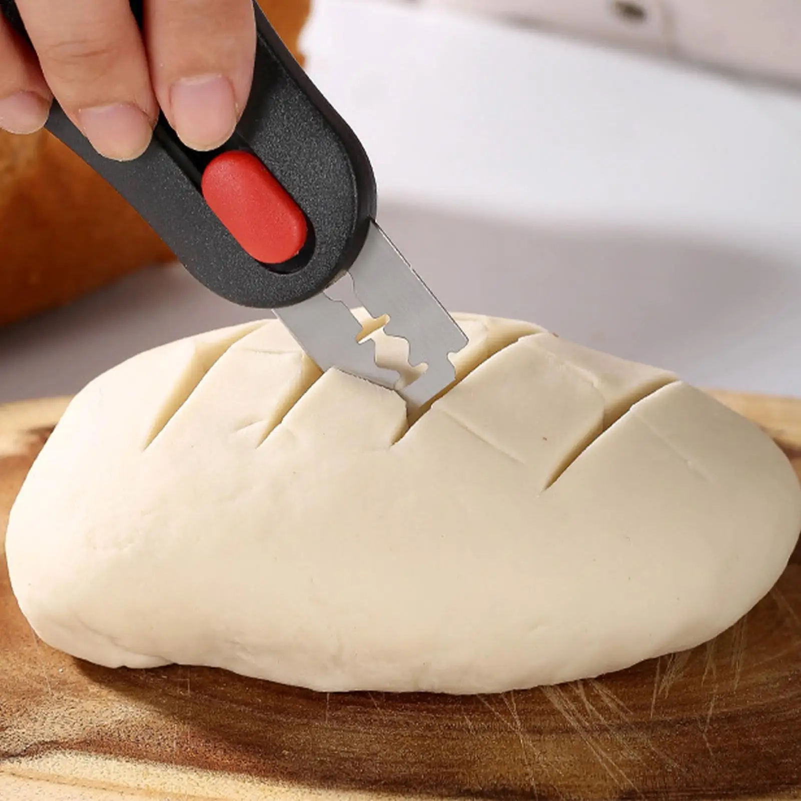 Bread Lame Scoring - プルプッシュブレッドスコアリングレーム生地スコアリングツール、サワー種パン作り用、職人パン装飾カット、キッチンベーキングアクセサリー
