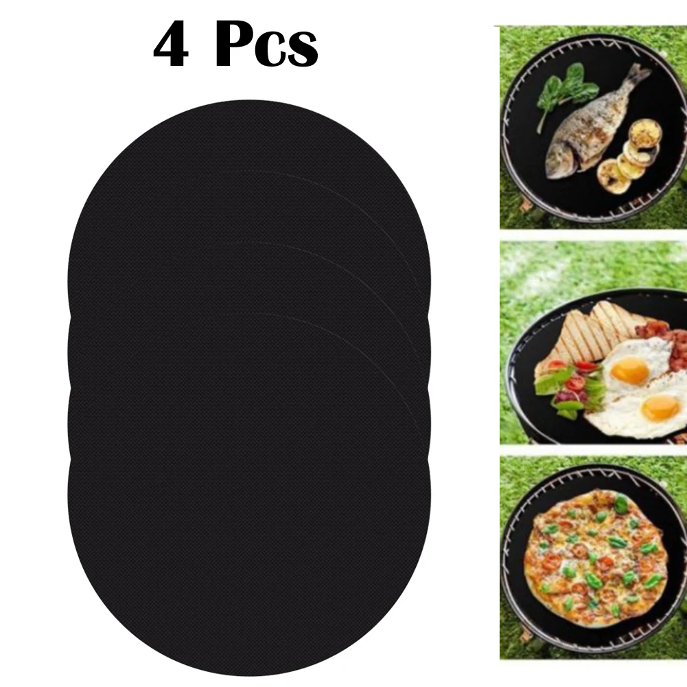 Super Kitchen Baking Mat - 40 センチメートルラウンドノンスティックグリルマット 4 個セット ガスグリル用 BBQ
