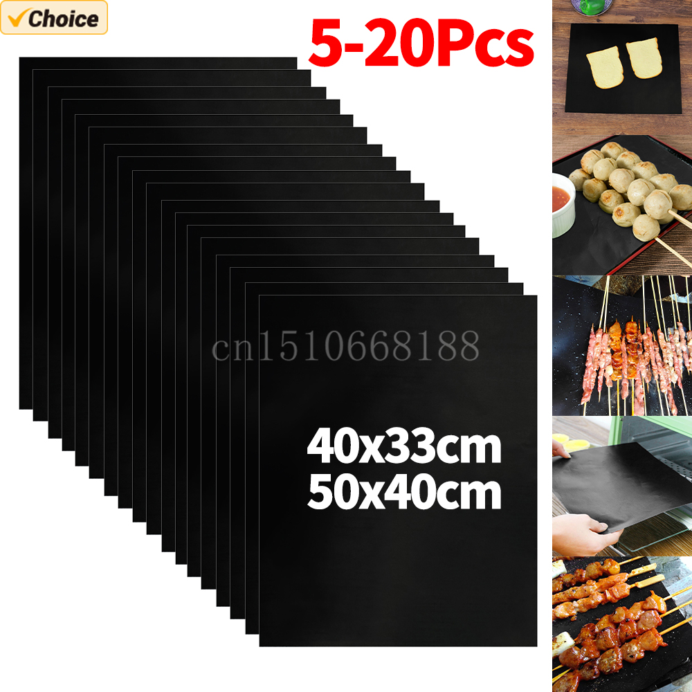Super Kitchen Baking Mat - 5～20枚入り オーブンライナー グリルマット 33/50x40cm ノンスティック BBQグリルライナー