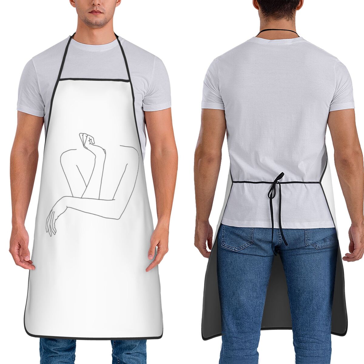 Kitchen Baking Drawing - 折り畳まれた腕の線画 - アンナエプロン シェフ ベーキングタブリエ ノースリーブビブ