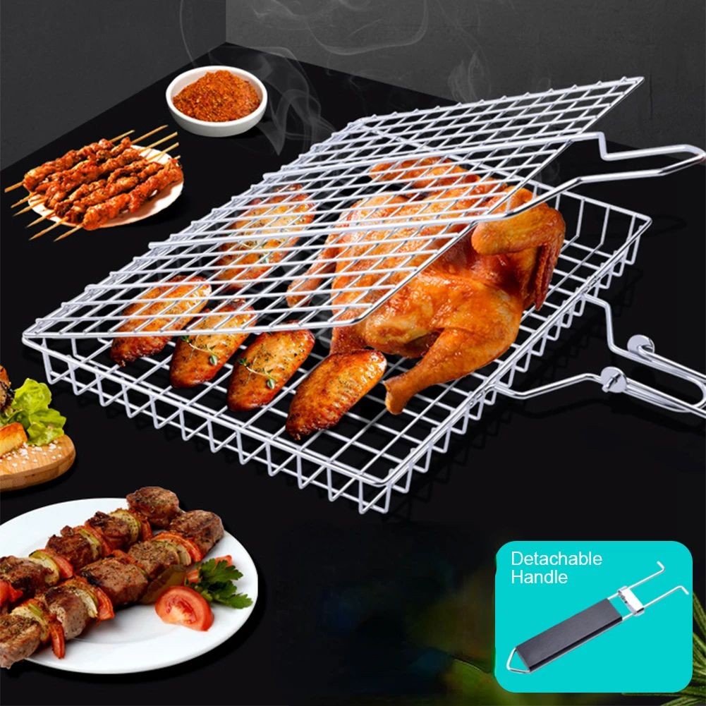 Super Kitchen Baking Mat - 304 ステンレス鋼バーベキューメッシュノンスティックグリルバスケットグリルメッシュマット肉野菜ステーキピクニックパーティーバーベキューツール