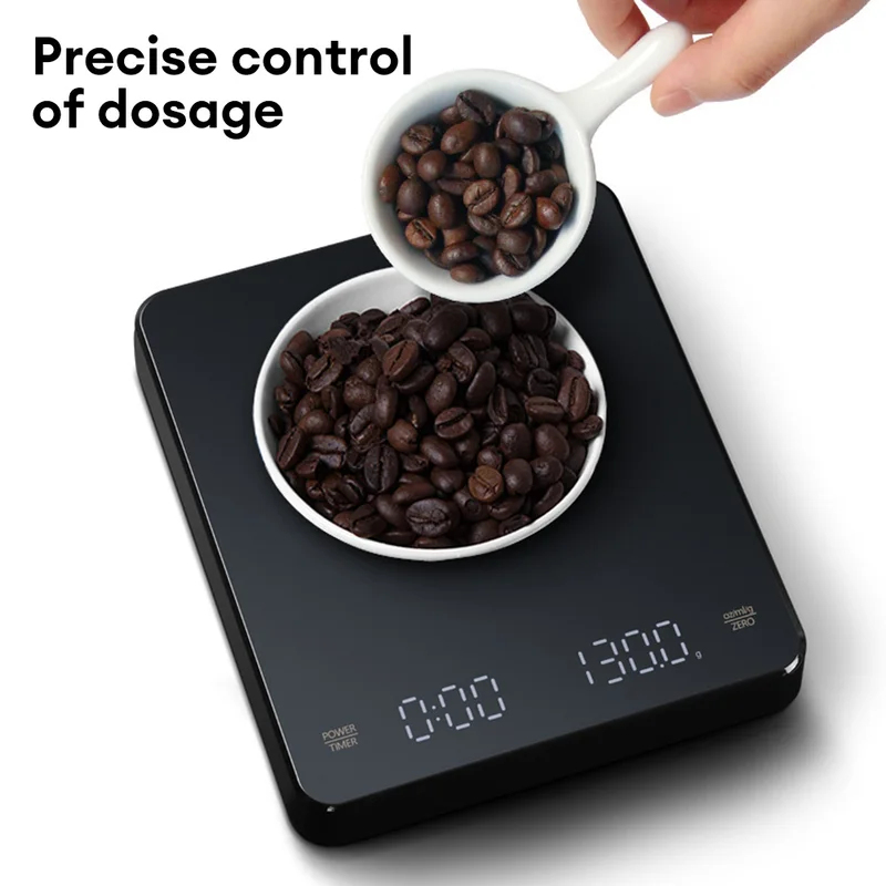 Kitchen Scale Precise - デジタルコーヒースケール タイマー付き LEDスクリーン エスプレッソ USB 3kg