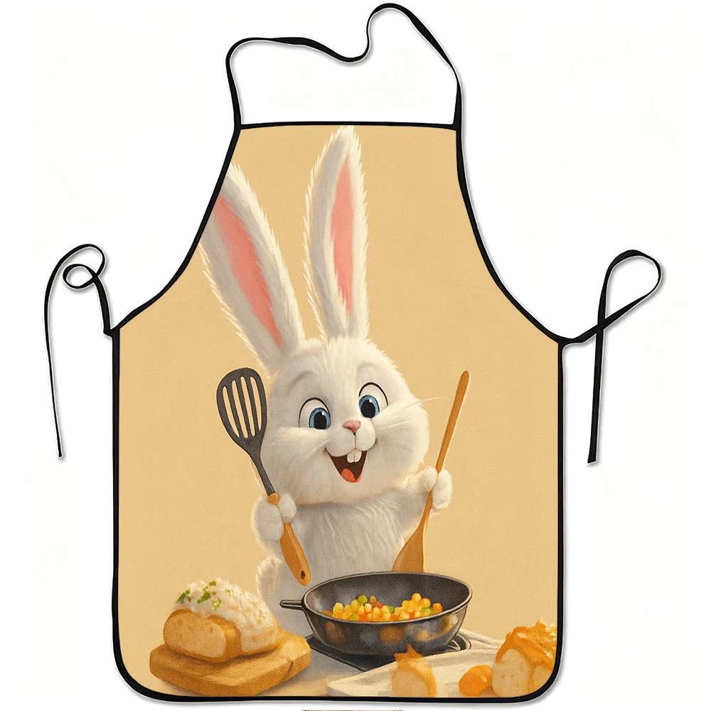 Kitchen Baking Gift Ideas - 楽しい動物をテーマにしたエプロン1枚、かわいいウサギのシェフのレトロデザインエプロン、ユニセックス、工芸、ベーキング、絵画、キッチンや家庭の掃除、家庭料理、シェフ、ウェイター、カフェ、バーベキューレストラン用エプロンに最適、21。 7× 28. 7インチ、家族や友人への完璧なホリデーギフトアイデア