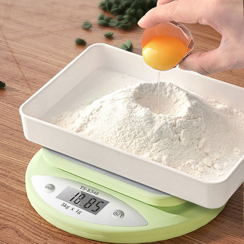 Kitchen Scale Precise - デジタルキッチンスケール 5kg/1g 精密電子天秤 LCD ディスプレイポータブル食品スケールベーキング調理家庭用グリーン
