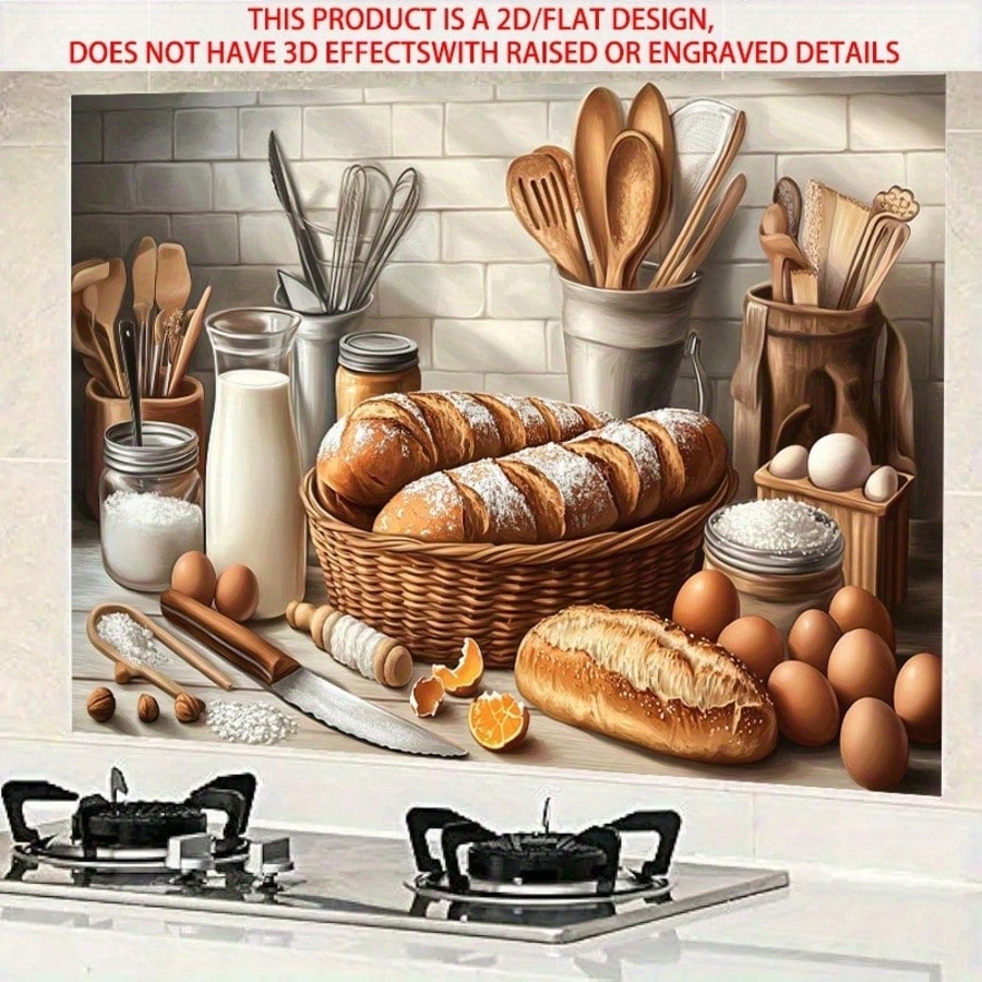 Kitchen Baking Wall Art - 2D自己粘着PVCウォールデカール、ベーキング＆パン柄アートステッカー、取り外し可能な装飾壁画、家庭、キッチン、レストラン、ベーカリーショップ用