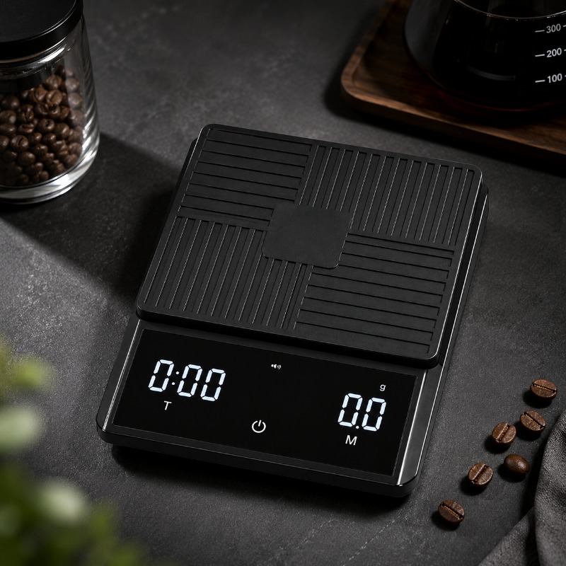 Kitchen Scale Precise - プロ仕様のドリップコーヒースケール、0.1g精度、スマートタッチスクリーン、タイマー付き、エスプレッソブリューイングキッチンツール