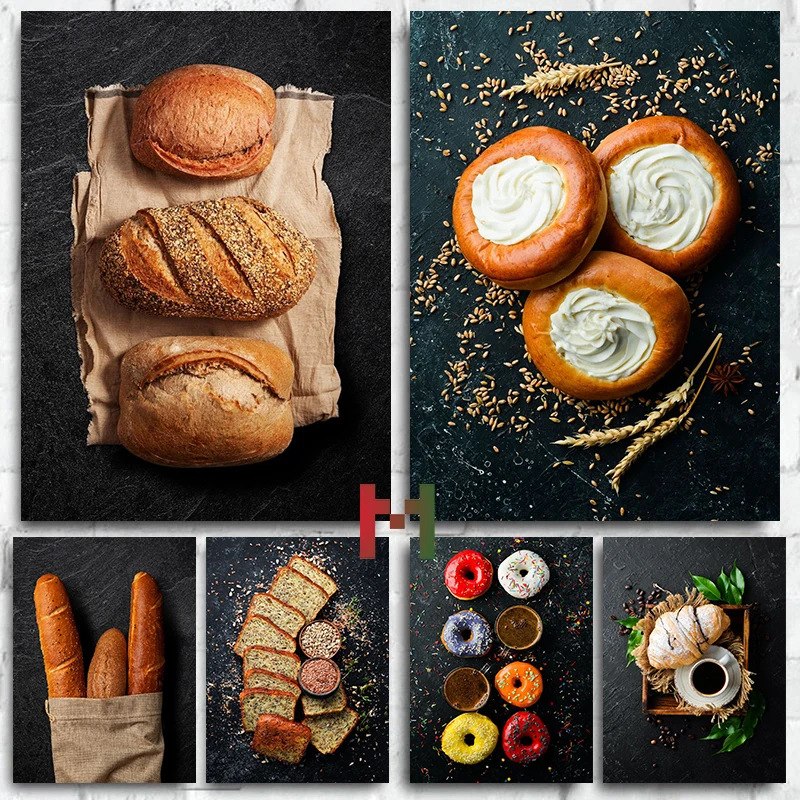 Kitchen Baking Wall Art - フードキッチン黒板パンデザートポスターキャンバスプリントベーキングブレッドハウスコーヒーバーウォールアート装飾ダーマ装飾