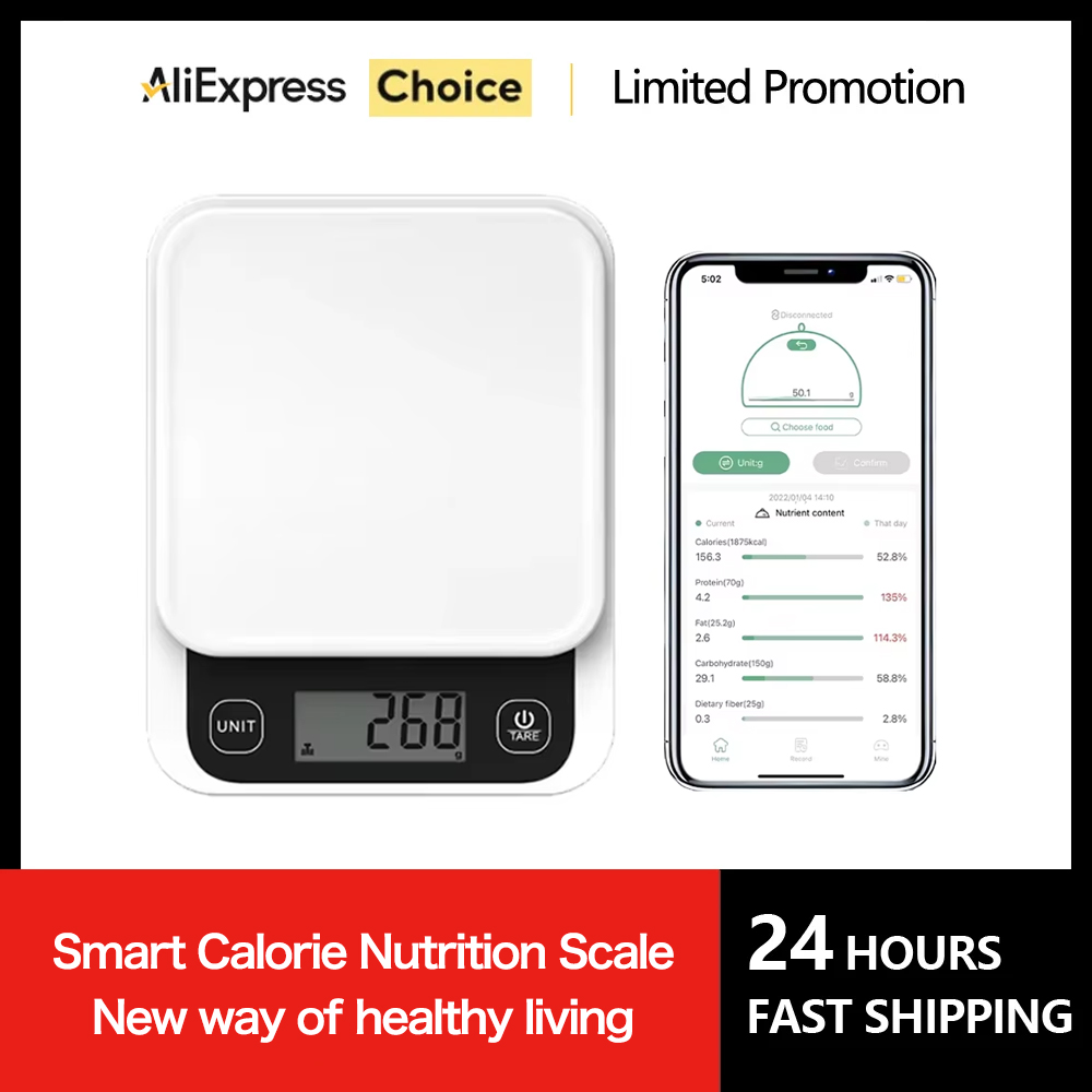 Kitchen Scale Precise - 5kg/0.1g/1g スマートキッチンスケール栄養スケールスマート食品カロリースケールクックベークデジタルスケール栄養計算アプリ付き