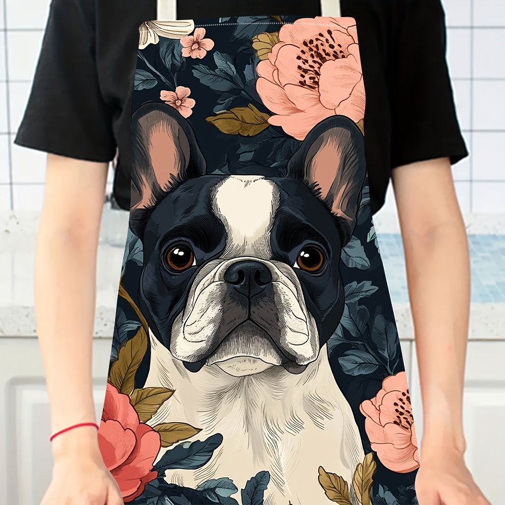 フレンチブルドッグ柄エプロン - リネン風、可愛い犬柄、家庭 - Kitchen Baking Gift Ideas のレビューと価格
