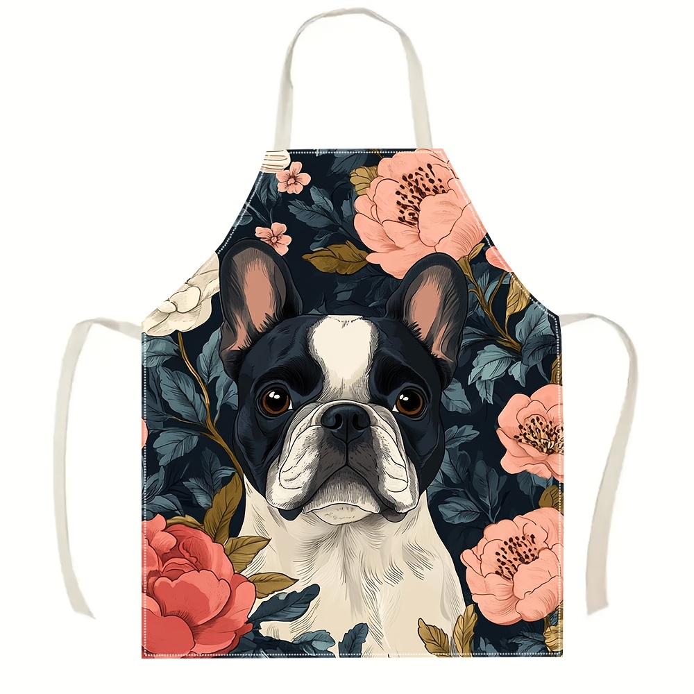 フレンチブルドッグ柄エプロン - リネン風、可愛い犬柄、家庭 - Kitchen Baking Gift Ideas のレビューと価格