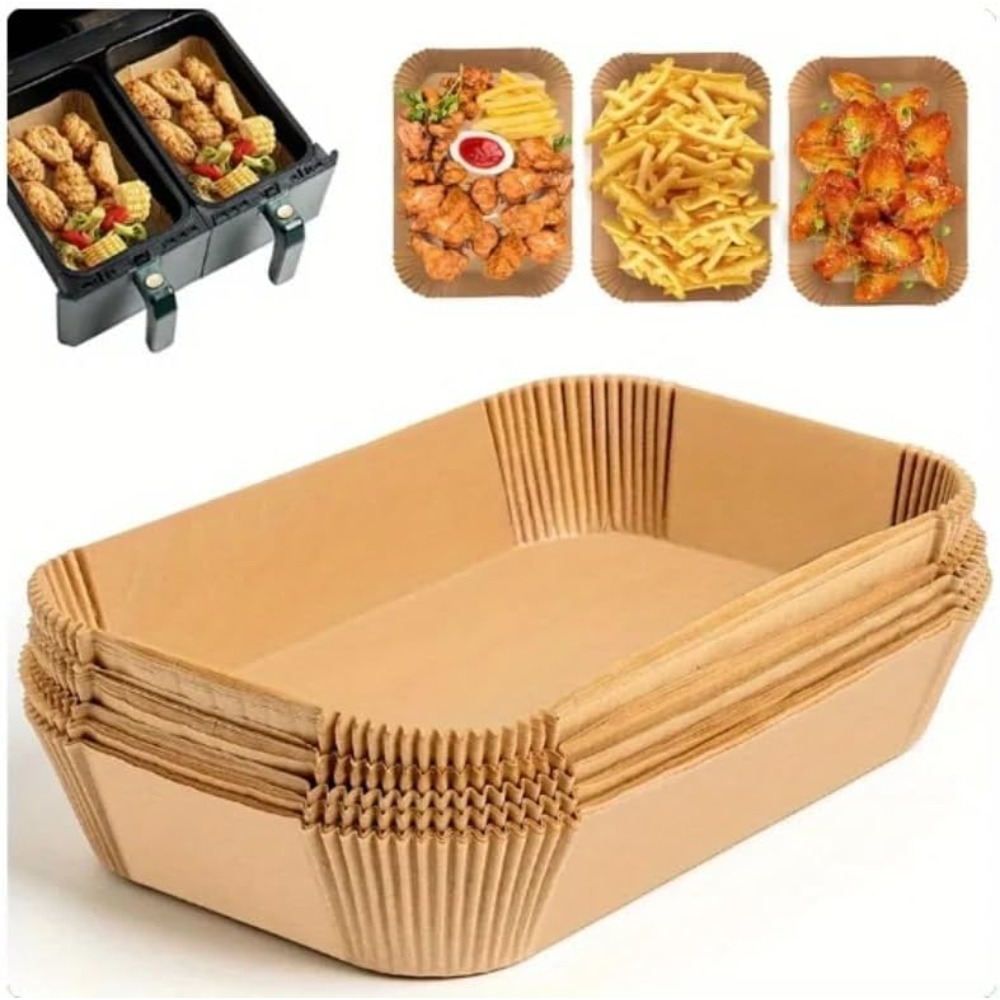 50/100 個使い捨てエアフライヤー紙長方形キッチンベーキ - Kitchen Baking Sheets のレビューと価格