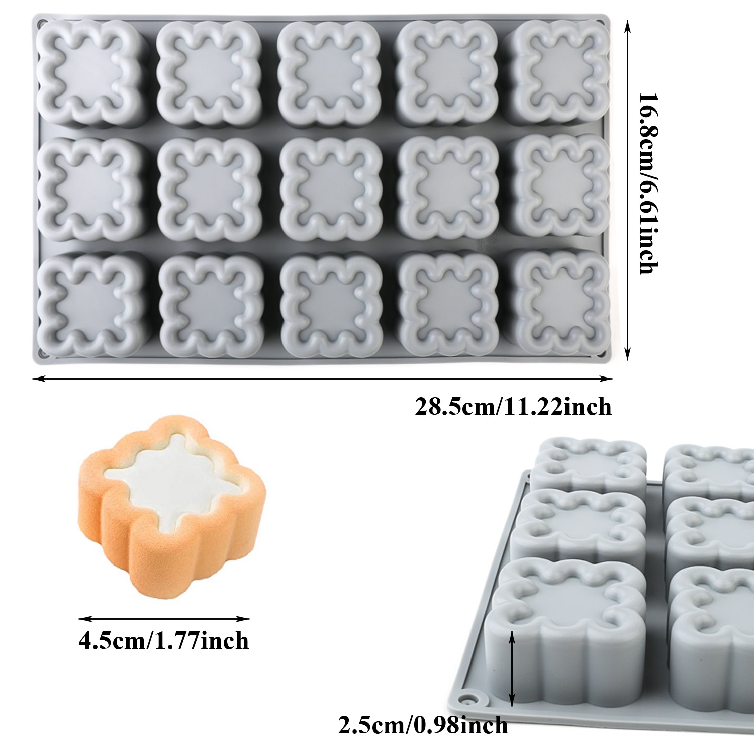 正方形の波型シリコンケーキ型、焦げ付き防止シリコンムースケー - Kitchen Baking Must Haves のレビューと価格