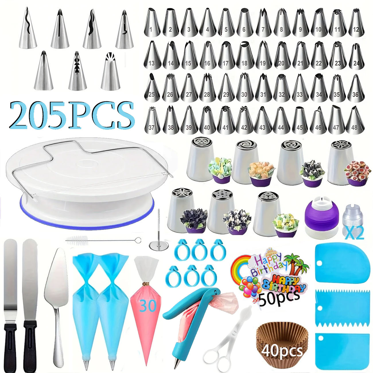 205個のプロフェッショナルケーキデコレーションキット –  - Fondant Smoother Set のレビューと価格