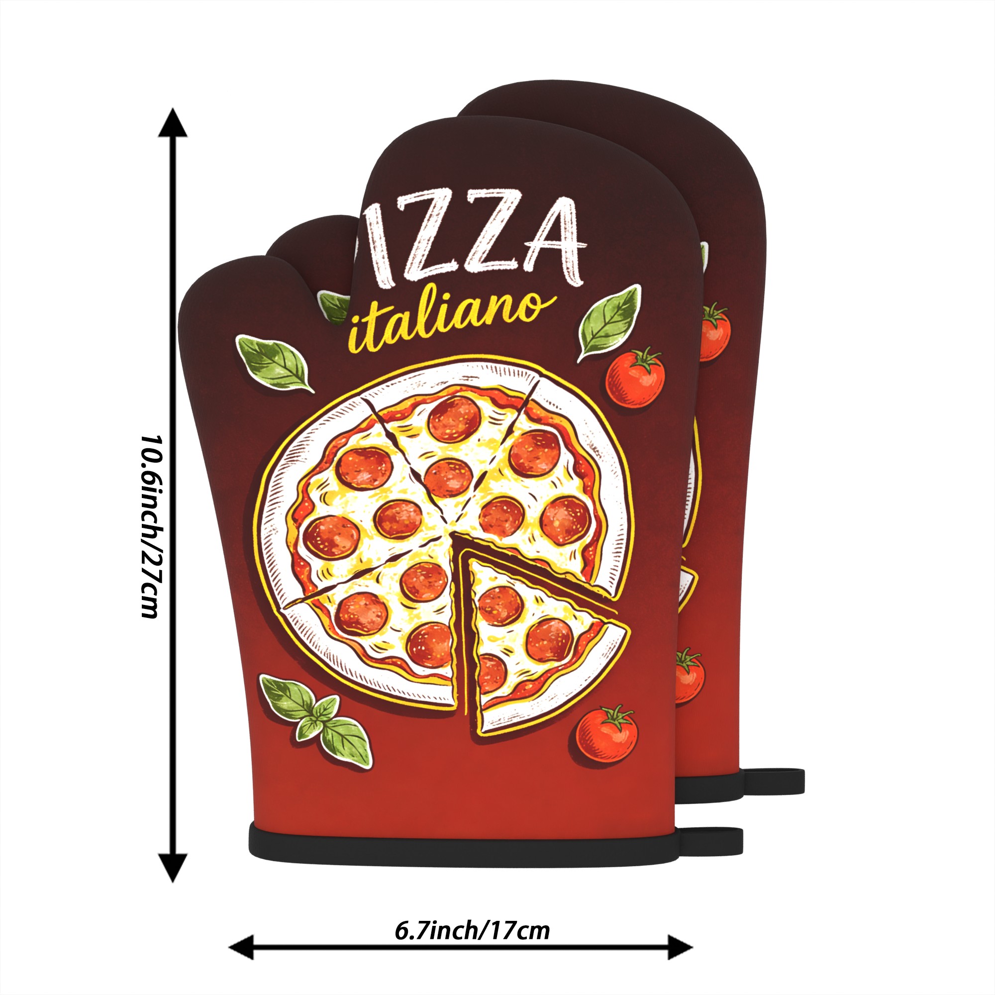 ピザイタリアーノプリントオーブンミット 2個入り 耐熱キッチ - Kitchen Baking Machine のレビューと価格