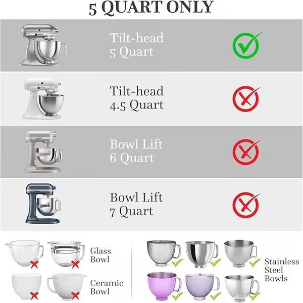 キッチンエイドチルトヘッド5クォートミキサー用シリコンライナ - Kitchenaid Baking Bowl のレビューと価格