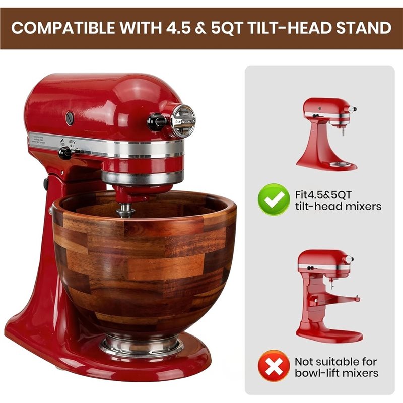 ABGH-キッチンエイド用ウッドミキシングボウル 5QT キ - Kitchenaid Baking Bowl のレビューと価格