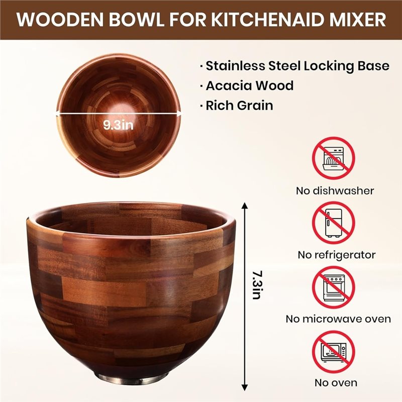 ABGH-キッチンエイド用ウッドミキシングボウル 5QT キ - Kitchenaid Baking Bowl のレビューと価格