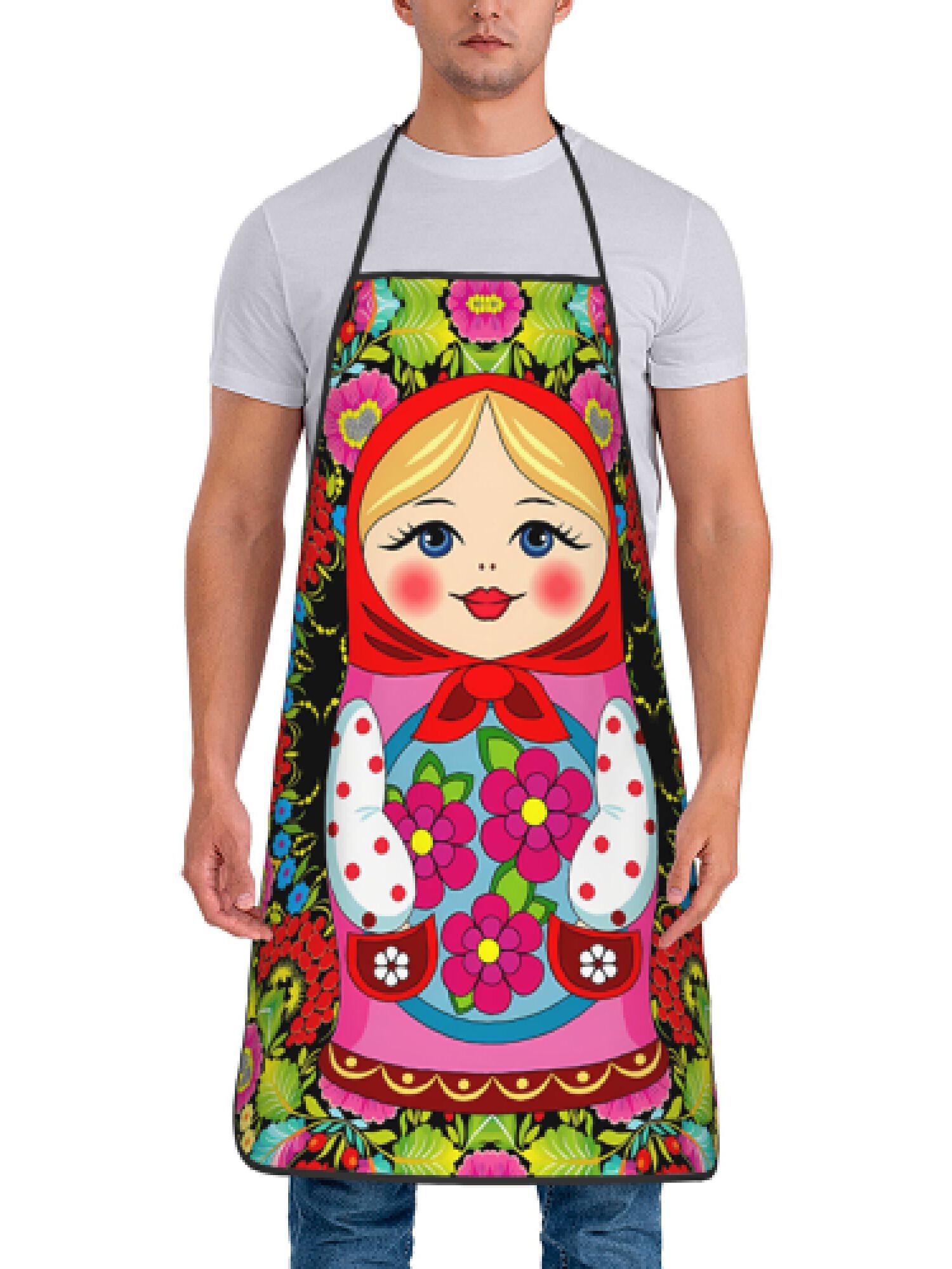 楽しいロシアのマトリョーシカ花柄レトロデザインエプロン1枚、 - Kitchen Baking Gift Ideas のレビューと価格
