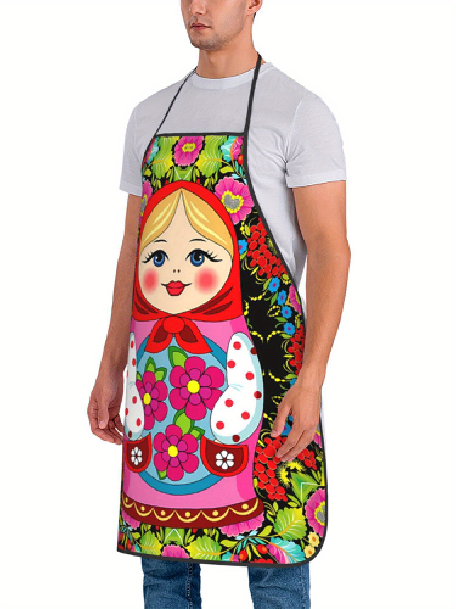 楽しいロシアのマトリョーシカ花柄レトロデザインエプロン1枚、 - Kitchen Baking Gift Ideas のレビューと価格