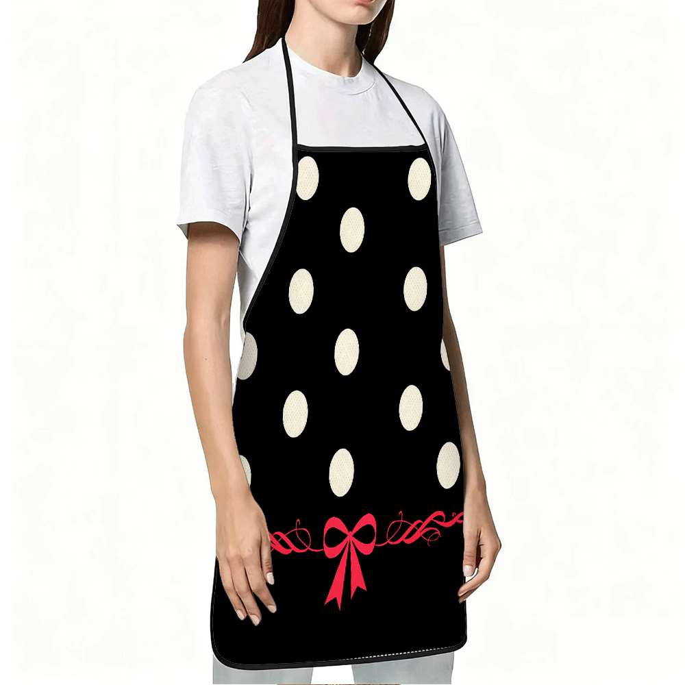 シンプルでクラシックなテーマのエプロン1枚、黒と白の水玉模様 - Kitchen Baking Gift Ideas のレビューと価格