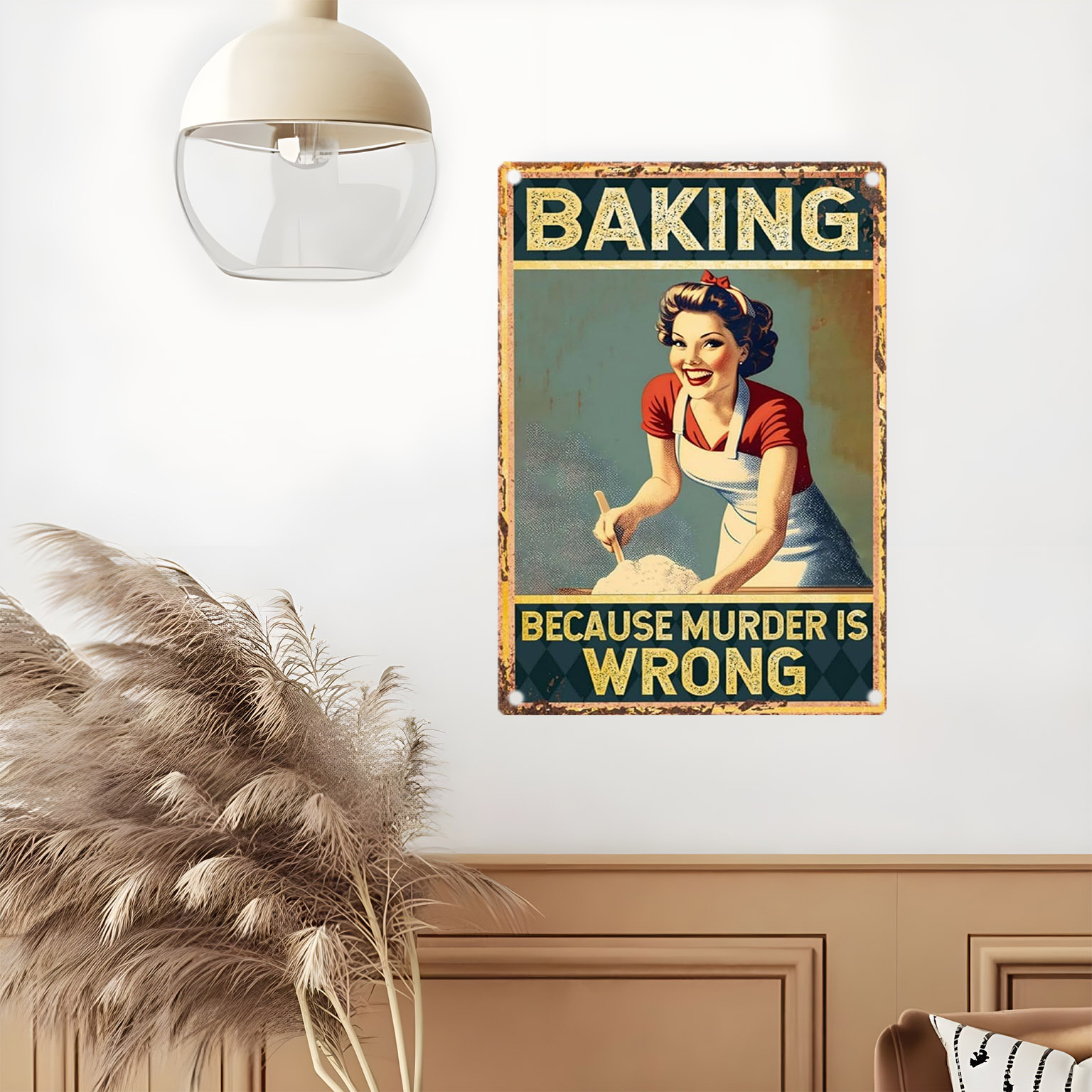 ヴィンテージ風面白いベーキングの名言メタルウォールデコレーシ - Kitchen Baking Wall Art のレビューと価格