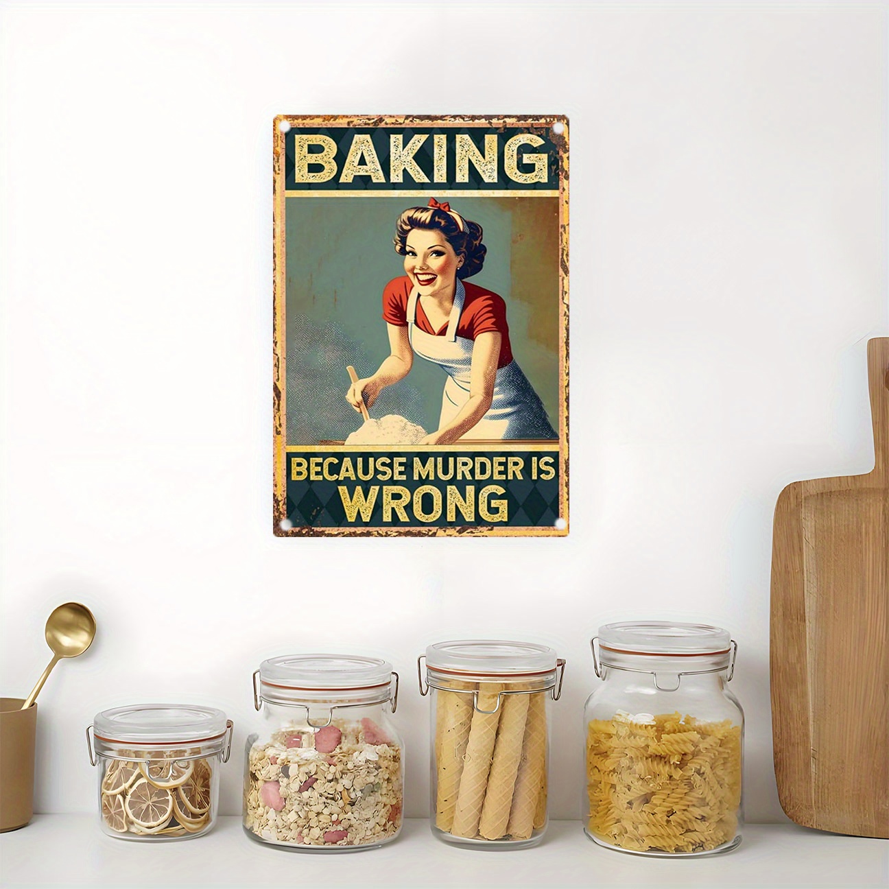 ヴィンテージ風面白いベーキングの名言メタルウォールデコレーシ - Kitchen Baking Wall Art のレビューと価格