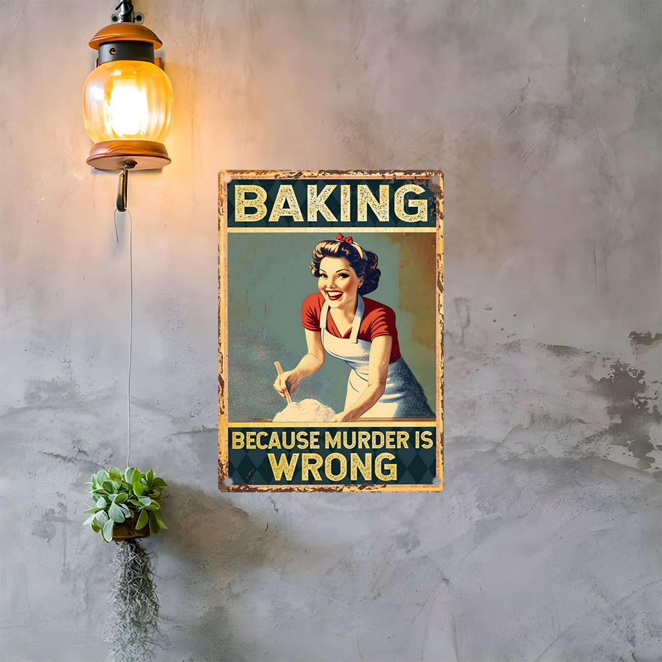 ヴィンテージ風面白いベーキングの名言メタルウォールデコレーシ - Kitchen Baking Wall Art のレビューと価格