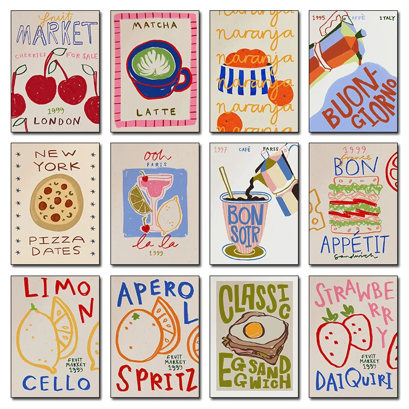 ベイクケーキキッチンパンコーヒーエッグサンドイッチピザグルメ - Kitchen Baking Wall Art のレビューと価格