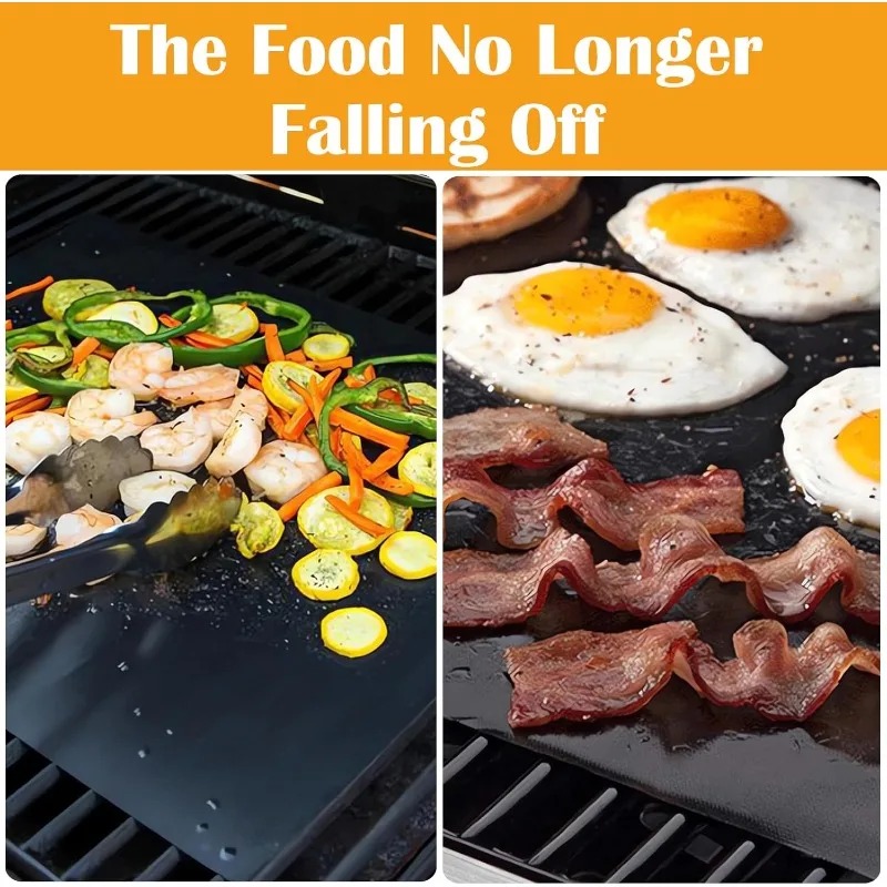 テフロングリルマット 5枚セット ノンスティック、BBQ屋外 - Super Kitchen Baking Mat のレビューと価格