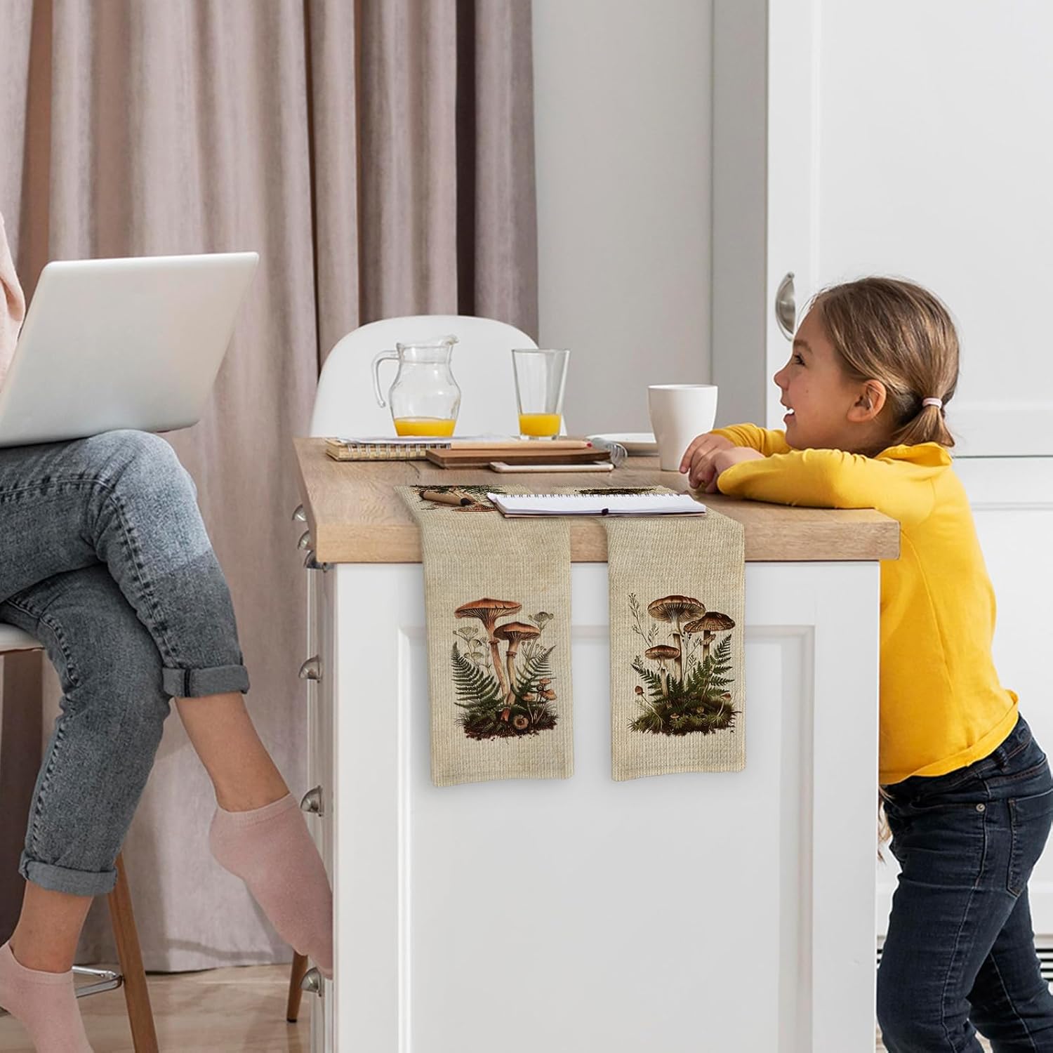 2枚セット、ヴィンテージキノコ柄キッチンタオル、最高のキッチ - Kitchen Baking Necessities のレビューと価格