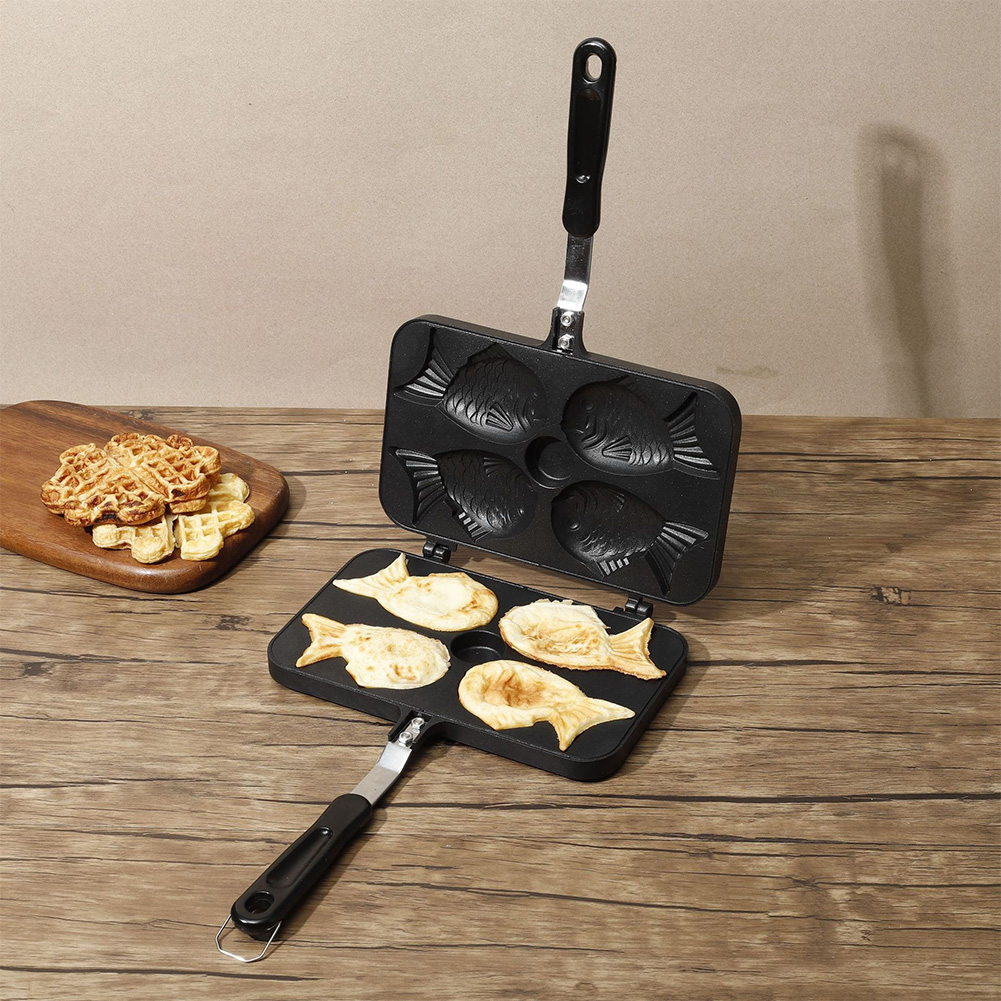 四つの魚の形をしたたい焼き調理器具ノンスティックキッチンDI - Kitchen Baking Machine のレビューと価格