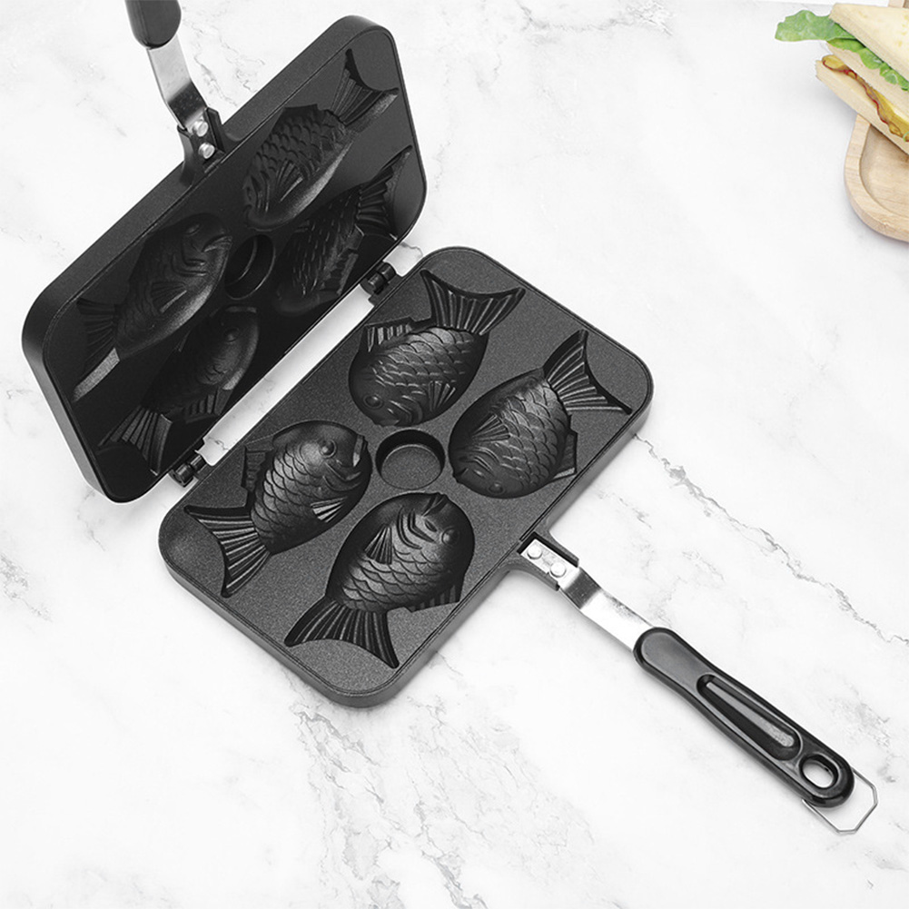 四つの魚の形をしたたい焼き調理器具ノンスティックキッチンDI - Kitchen Baking Machine のレビューと価格