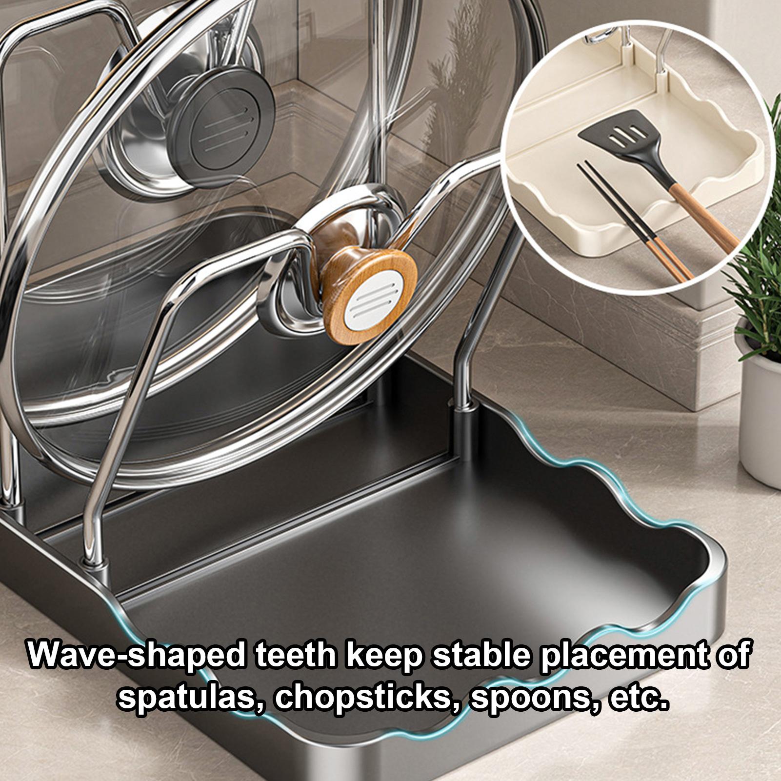鍋蓋ホルダー 縦型スプーン乾燥スタンド 水切りトレイ付き ス - Kitchen Baking Pantry のレビューと価格
