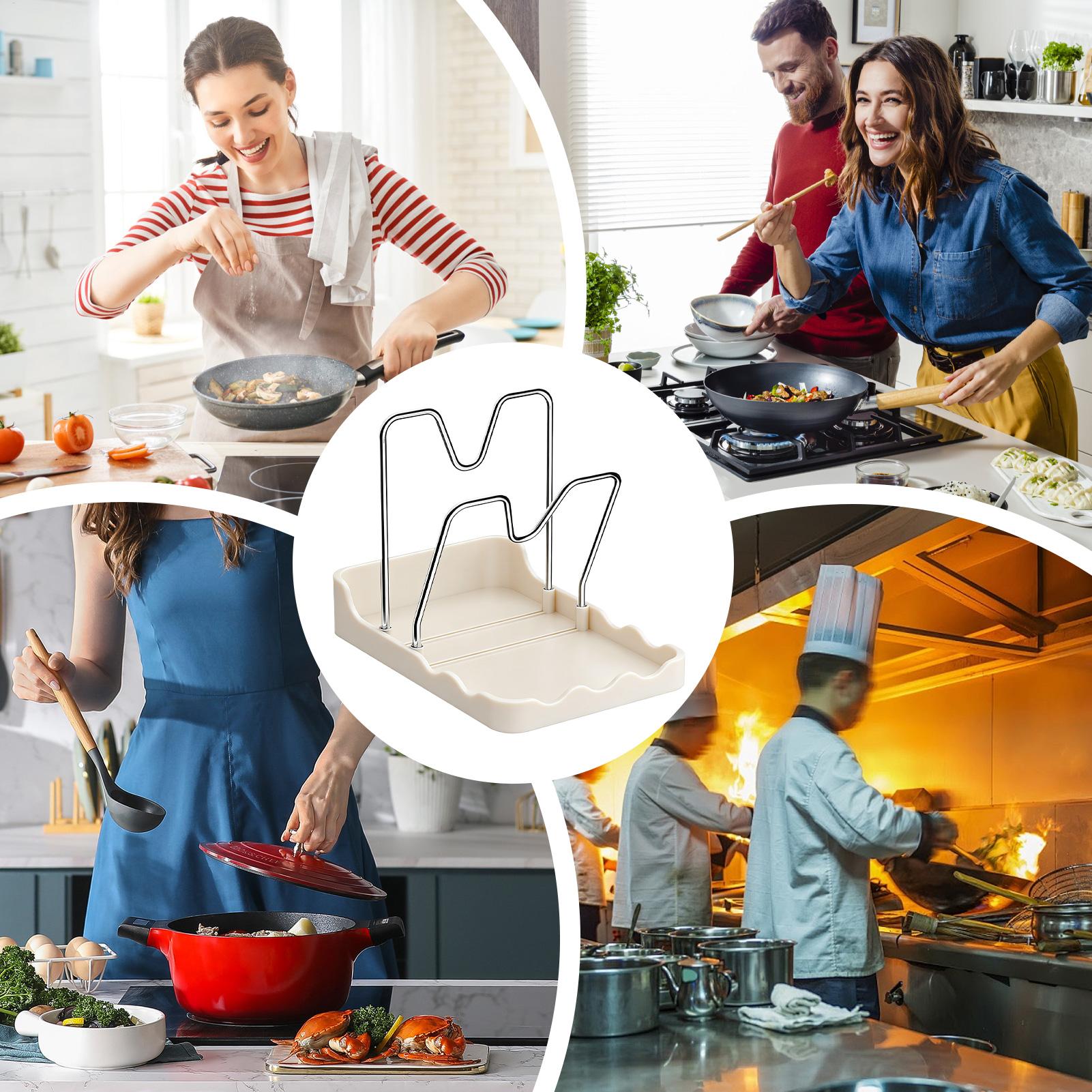 鍋蓋ホルダー 縦型スプーン乾燥スタンド 水切りトレイ付き ス - Kitchen Baking Pantry のレビューと価格