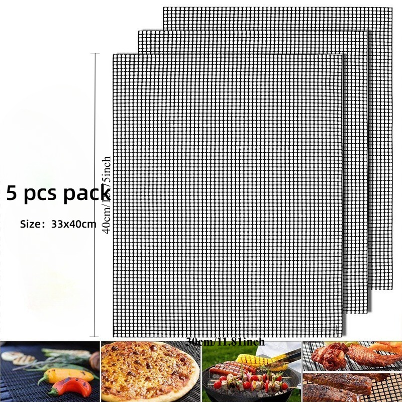 グリルメッシュマット5枚セット、再利用可能なバーベキューノン - Super Kitchen Baking Mat のレビューと価格