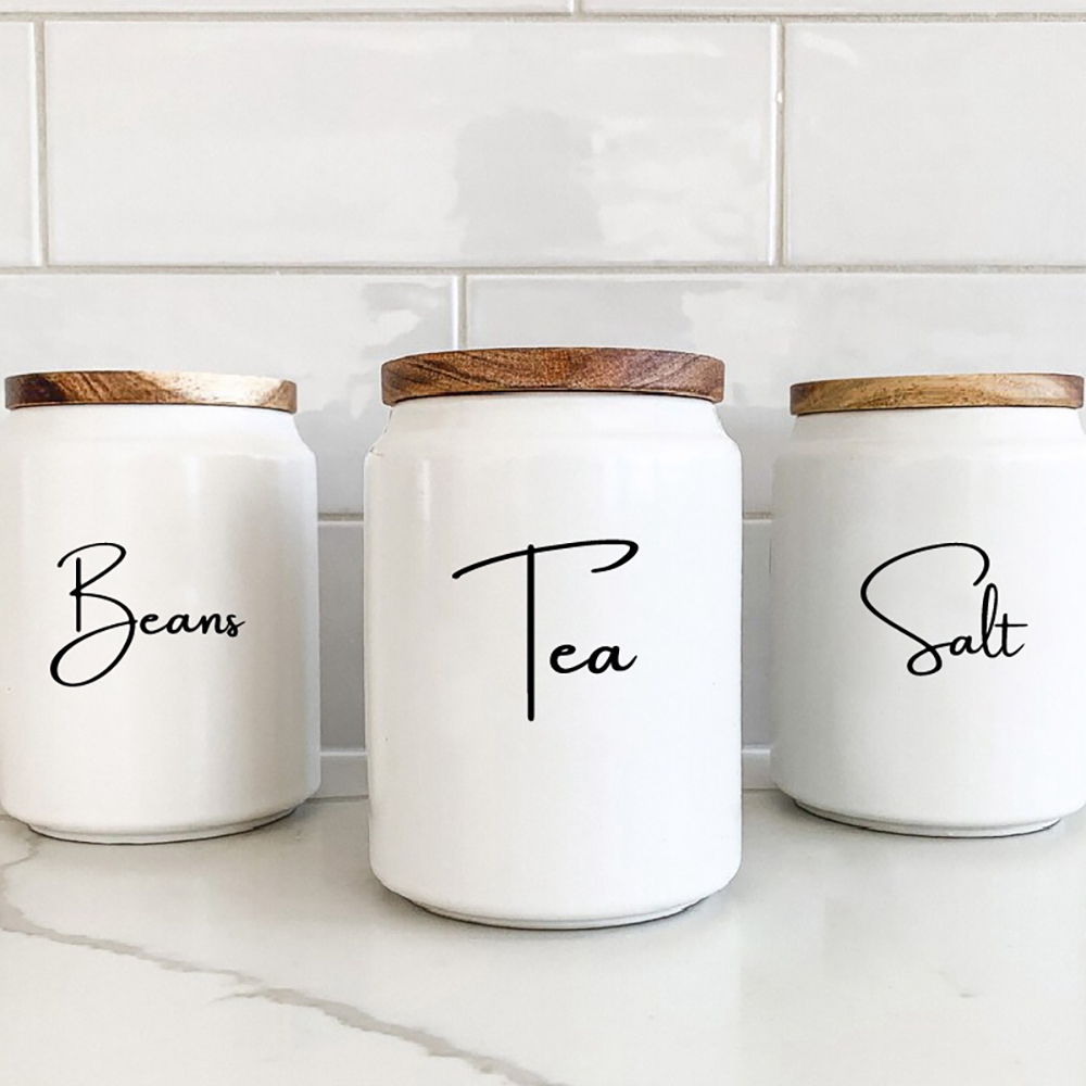 キッチン整理キャニスタージャーラベルステッカー防水デカール茶 - Kitchen Baking Wall Art のレビューと価格