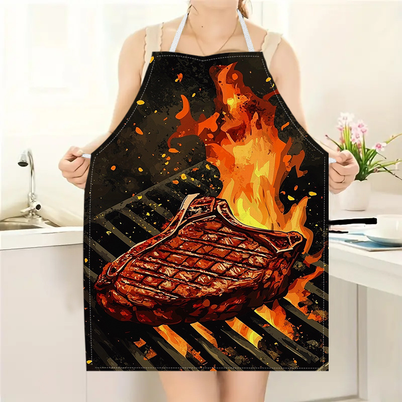 1枚入りBBQステーキエプロン、炎模様プリント入り、キッチン - Kitchen Baking Gift Ideas のレビューと価格