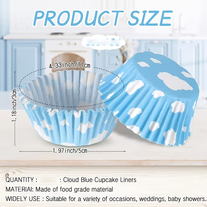 100個200個入り 青空と白い雲のケーキ用紙カップ、耐油ベ - Kitchen Baking Must Haves のレビューと価格