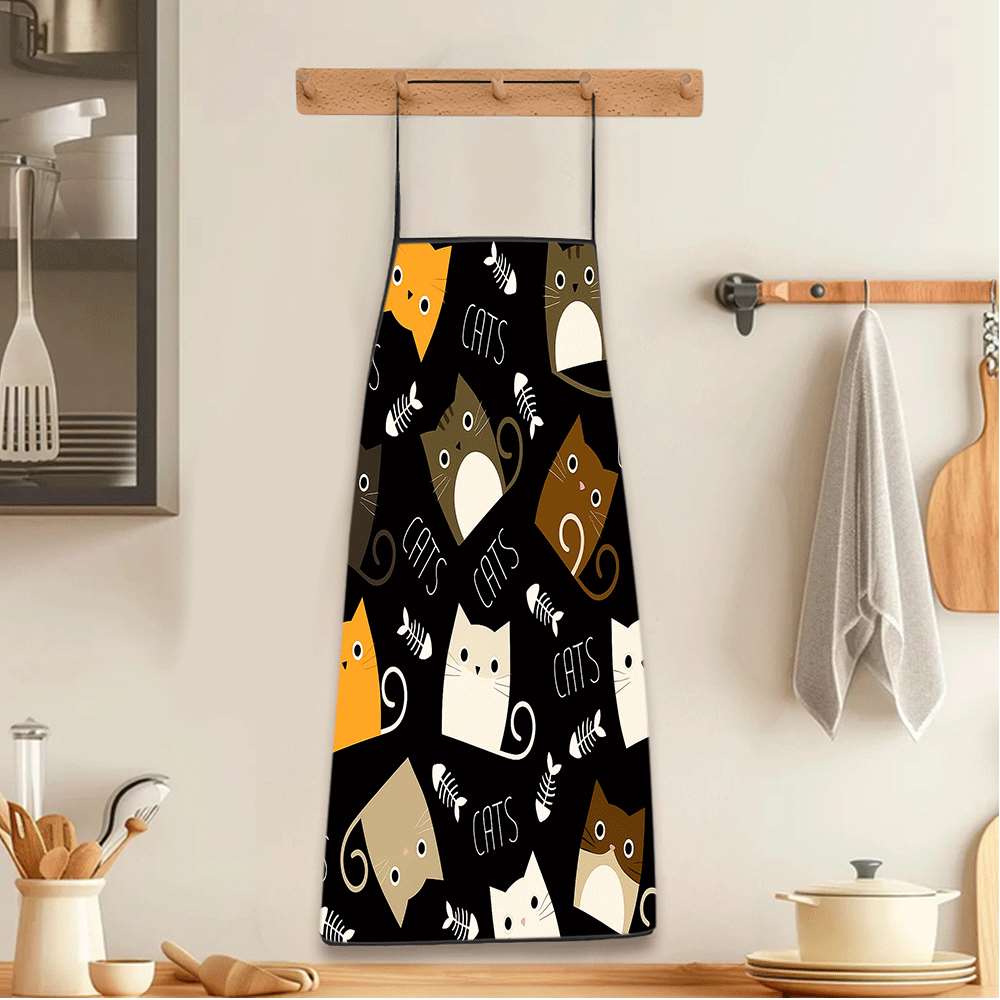 楽しい漫画風エプロン1枚、かわいい猫と魚の骨のレトロデザイン - Kitchen Baking Gift Ideas のレビューと価格