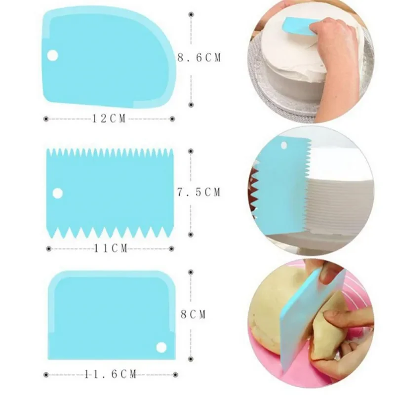 3 ピース/ロットクリームスクレーパースムーサー DIY ケ - Fondant Smoother Set のレビューと価格