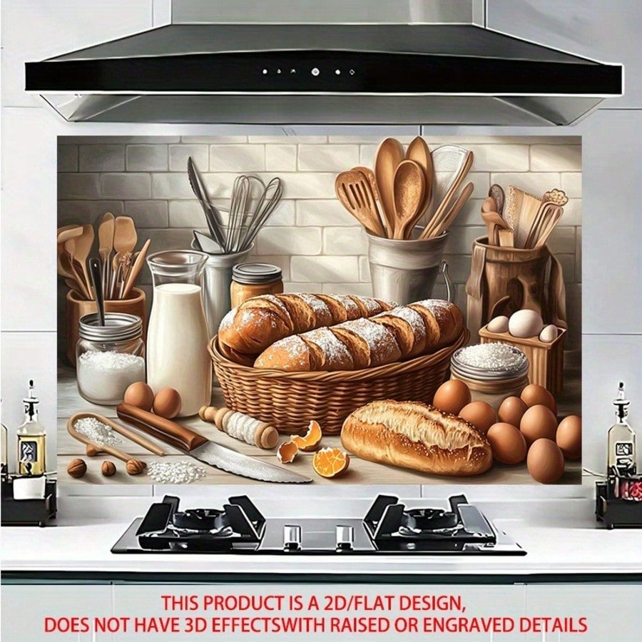 2D自己粘着PVCウォールデカール、ベーキング＆パン柄アート - Kitchen Baking Wall Art のレビューと価格